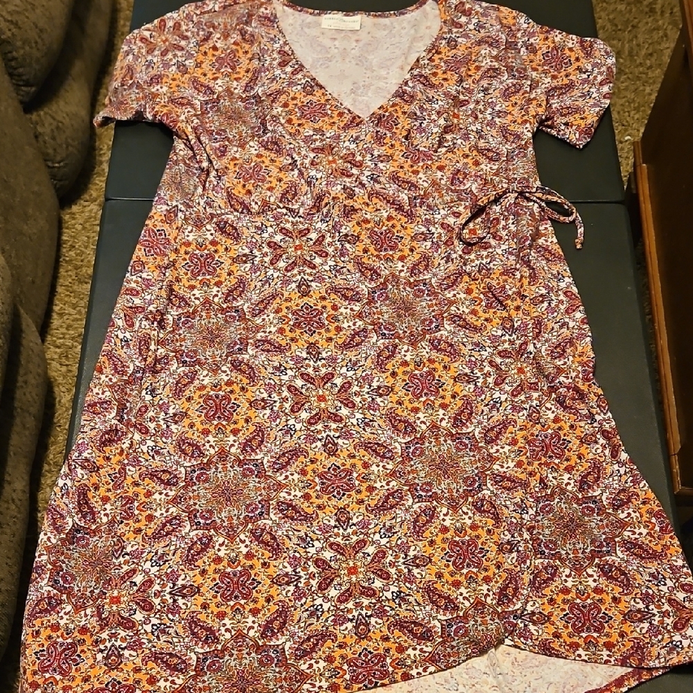 Colorful Patterned Wrap Dress
